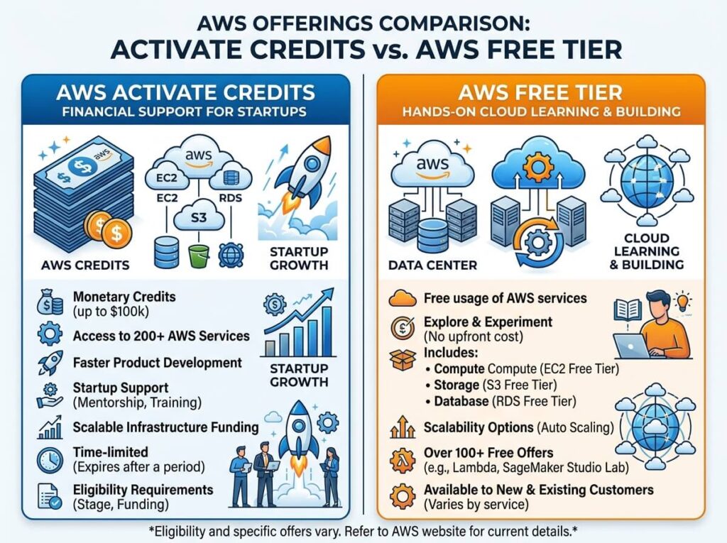AWS Activate Credits vs AWS Free Tier: Key Differences